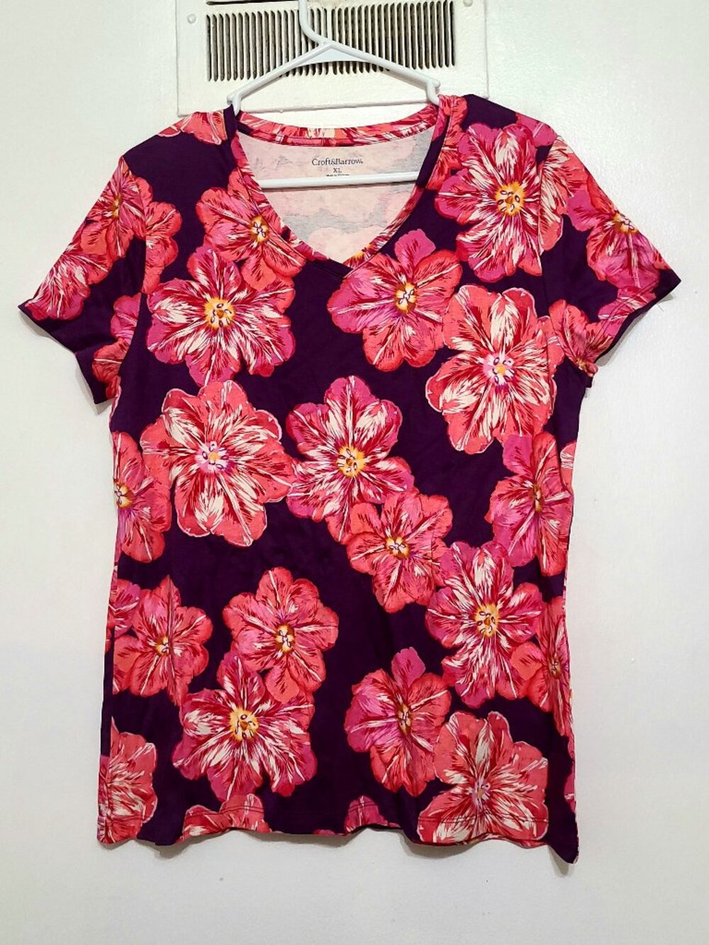 Purple Floral Short Sleeve Tee